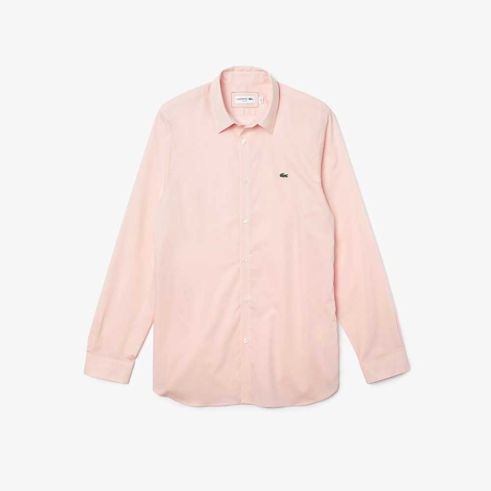 Lacoste Slim Fit Stretch Bomull Poplin Ljusrosa | NGOHE-1795