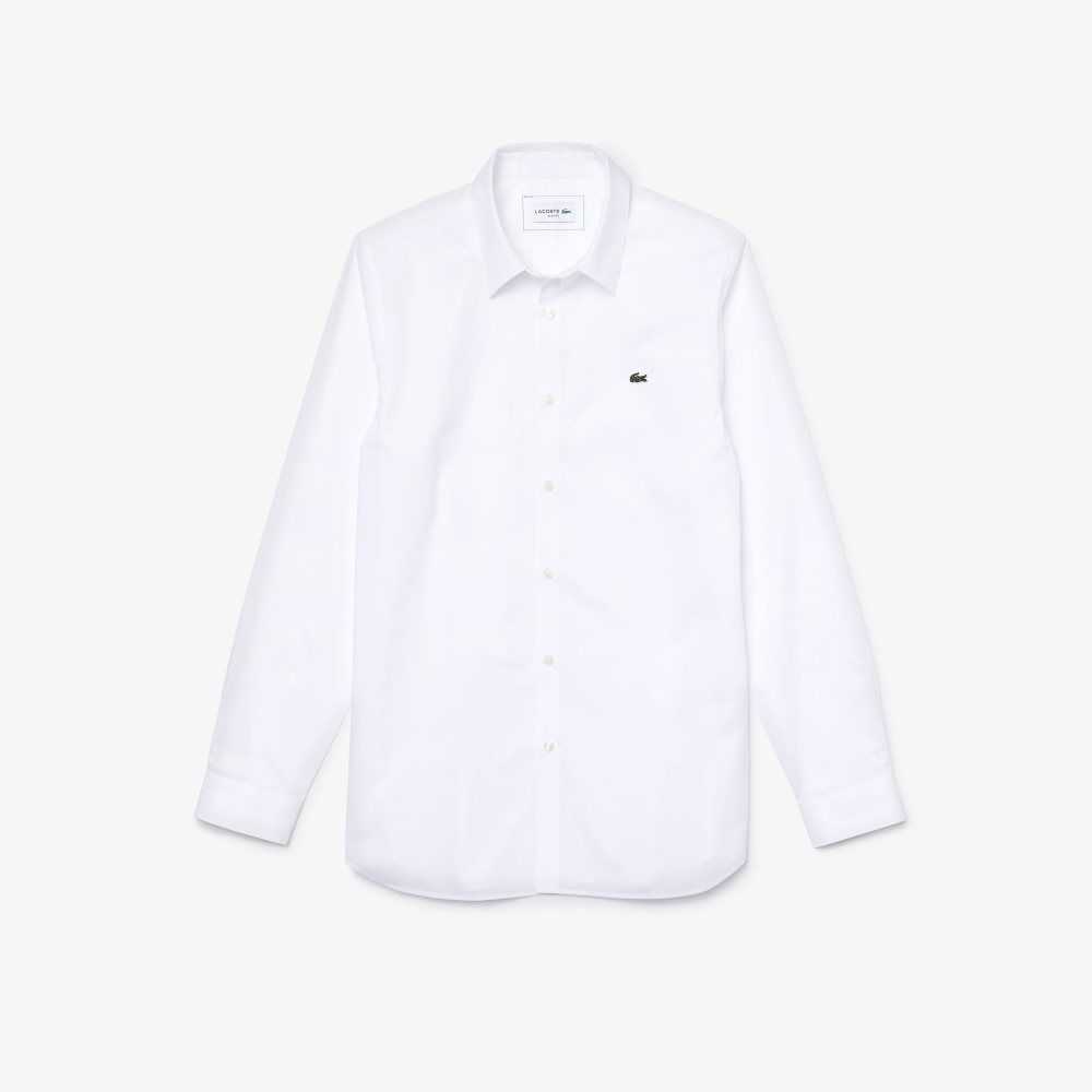 Lacoste Slim Fit Stretch Bomull Poplin Vita | AIROX-2890