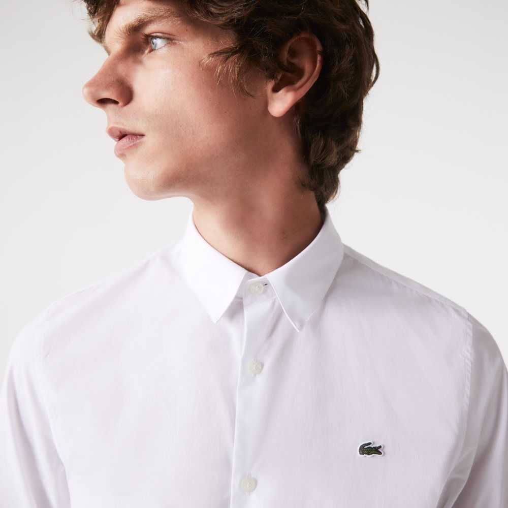 Lacoste Slim Fit Stretch Bomull Poplin Vita | AIROX-2890