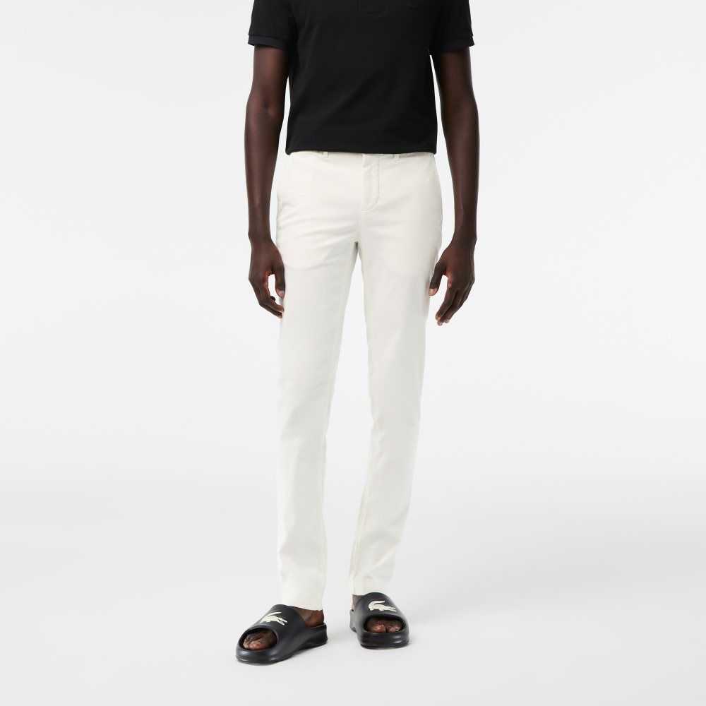 Lacoste Slim Fit Stretch Bomull Vita | YDRPH-5827