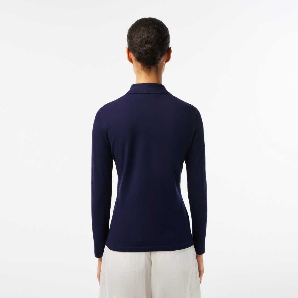 Lacoste Slim Fit Stretch Pique Marinblå Blå | ZBQOE-2065