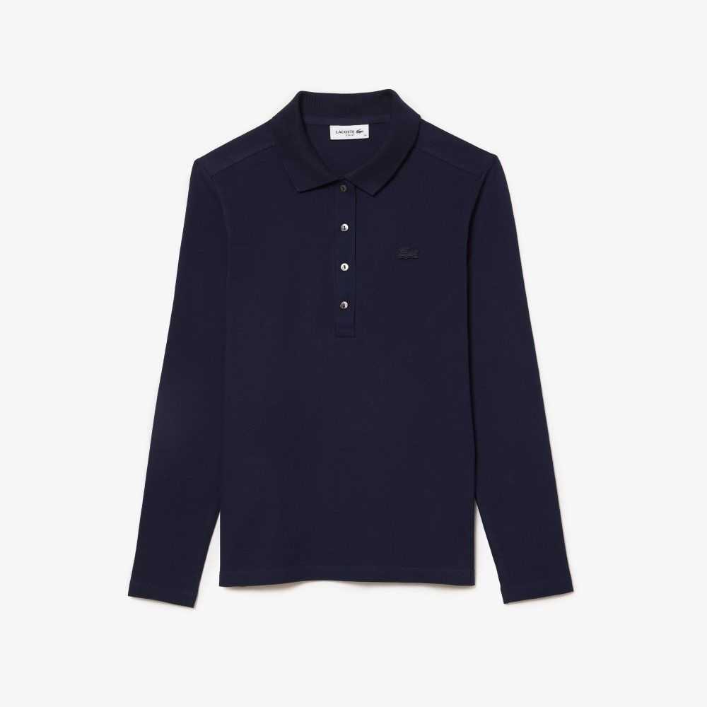 Lacoste Slim Fit Stretch Pique Marinblå Blå | ZBQOE-2065