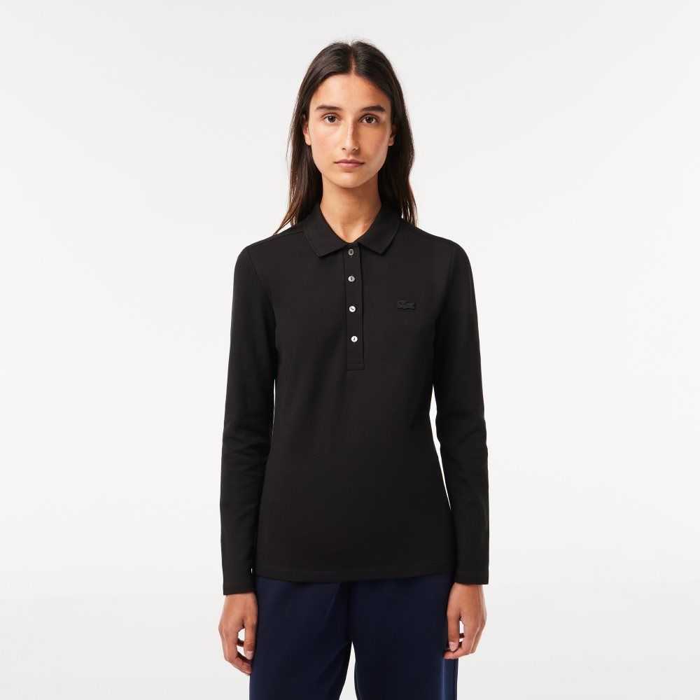 Lacoste Slim Fit Stretch Pique Svarta | LTYEO-5361