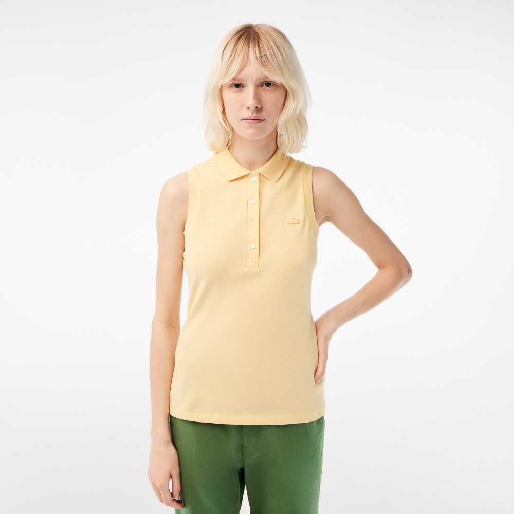 Lacoste Slim Fit Ärmlös Bomull Pique Gula | VBSRZ-6487