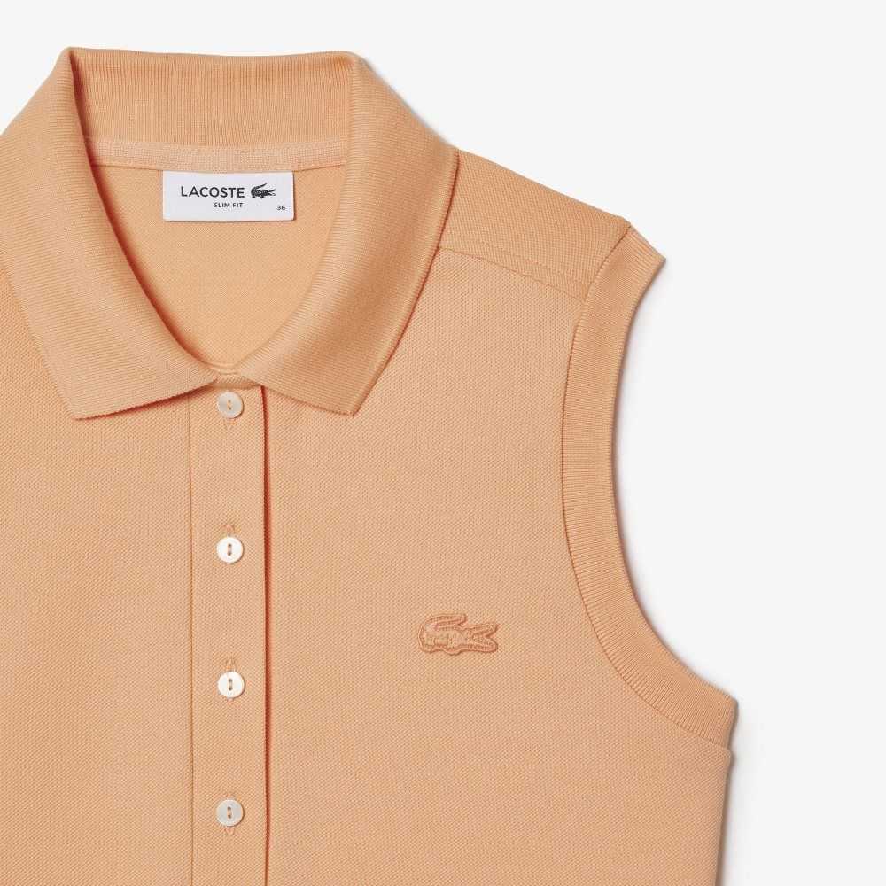 Lacoste Slim Fit Ärmlös Bomull Pique Ljusorange | LZPVX-2896