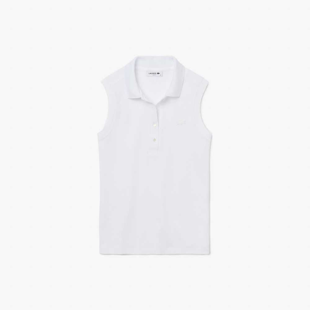 Lacoste Slim Fit Ärmlös Bomull Pique Vita | RSLMO-6074