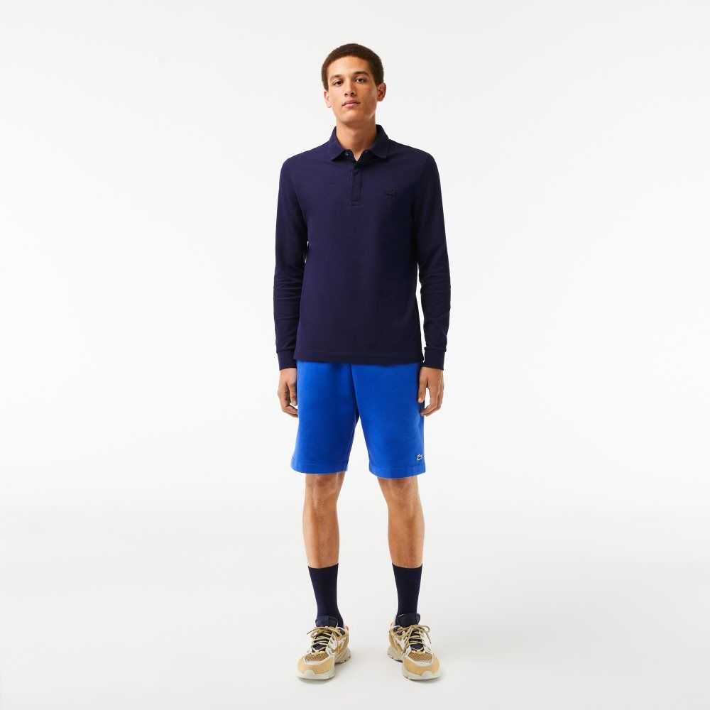 Lacoste Smart Paris long sleeve stretch cotton Marinblå Blå | CAZWU-0653