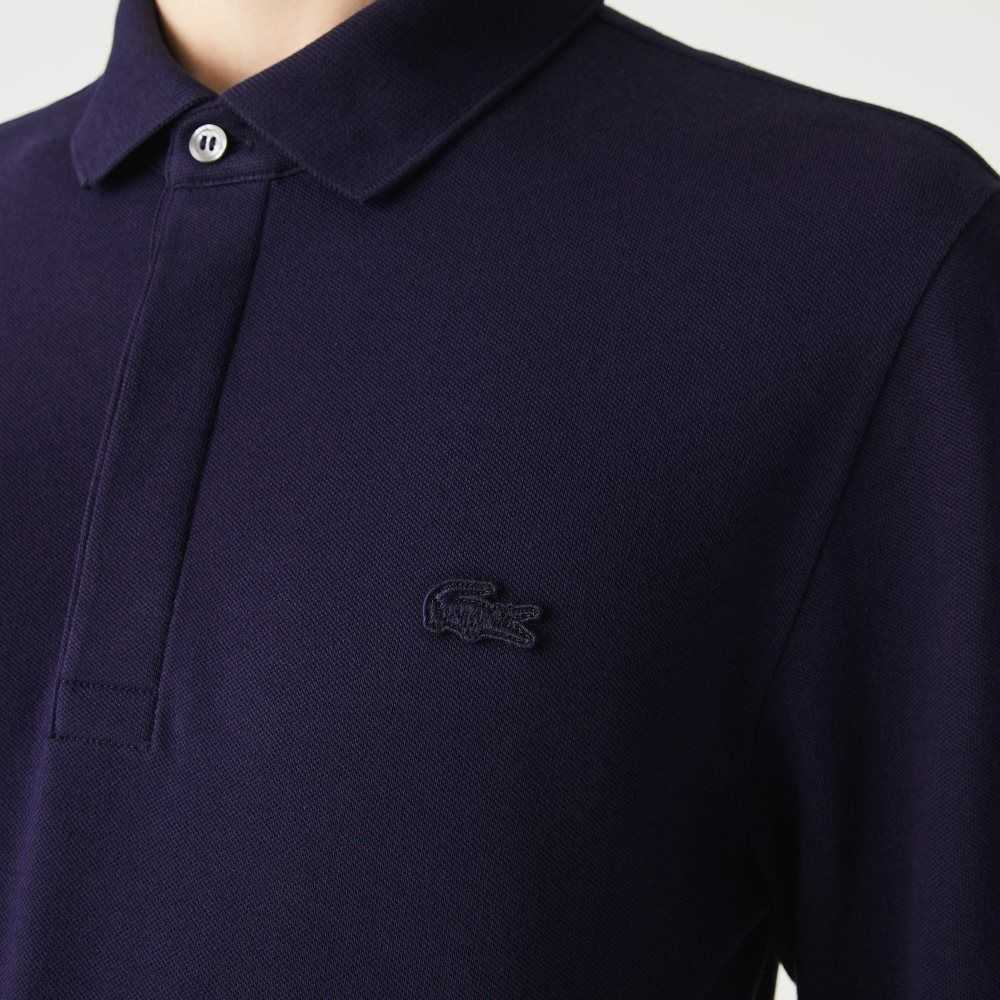 Lacoste Smart Paris long sleeve stretch cotton Marinblå Blå | CAZWU-0653