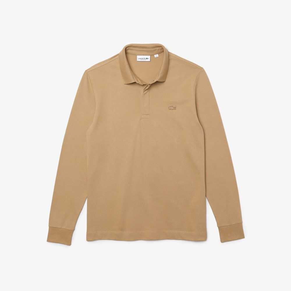 Lacoste Smart Paris long sleeve stretch cotton Beige | KXRTS-3571