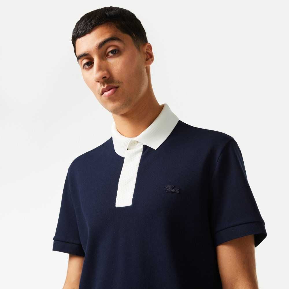 Lacoste Smart Paris with cotton Petit Pique Marinblå Blå Vita | EXMIV-0716