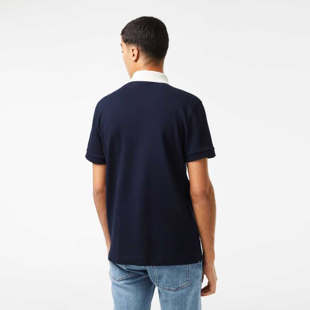 Lacoste Smart Paris with cotton Petit Pique Marinblå Blå Vita | EXMIV-0716