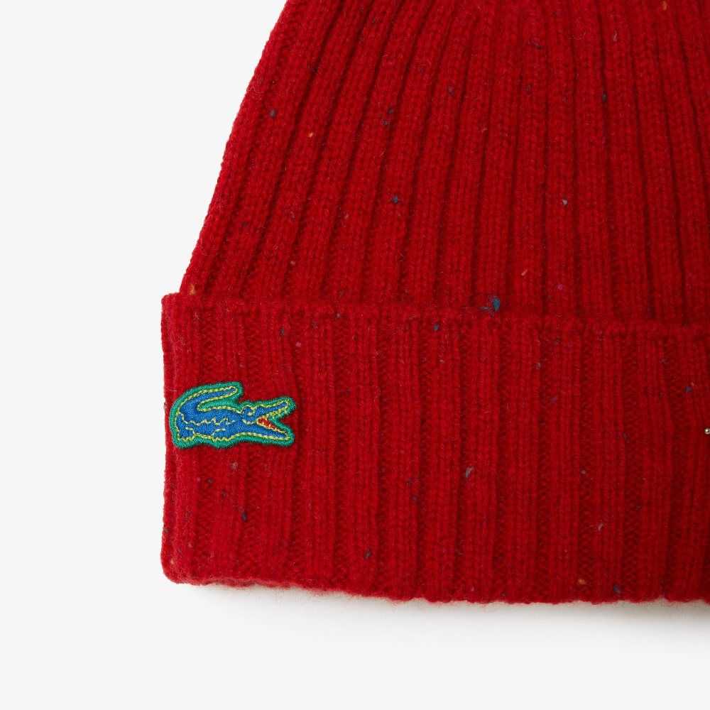 Lacoste Speckled Ull Beanie Röda | UCHZT-5764