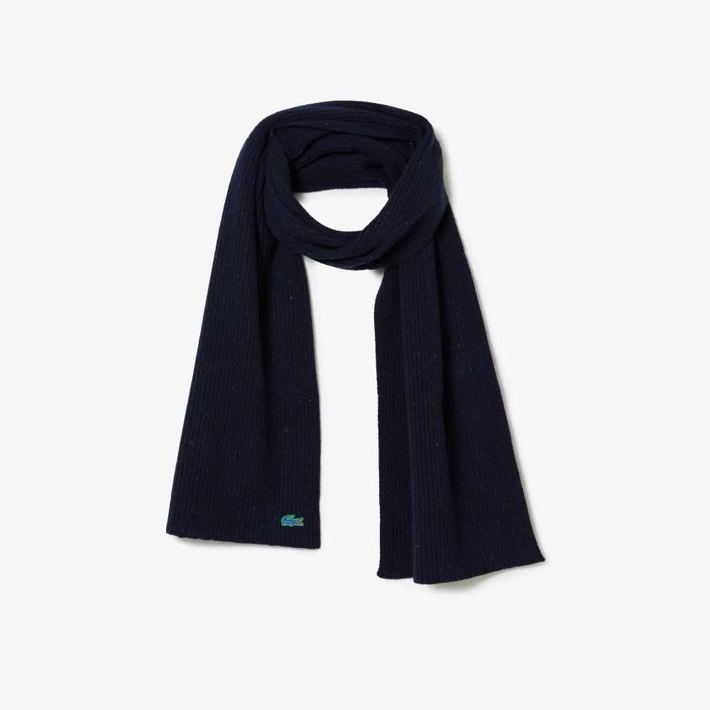 Lacoste Speckled Ull Scarf Marinblå Blå | GUNFZ-5621