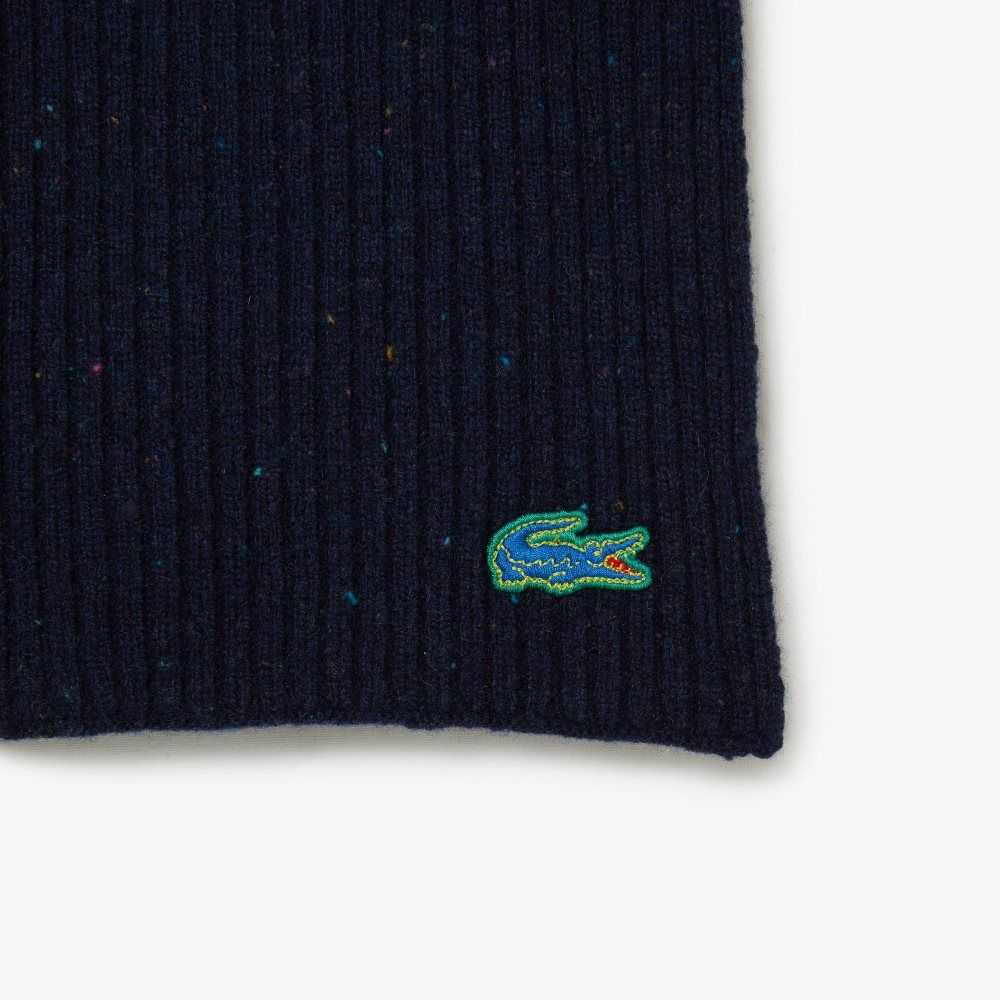 Lacoste Speckled Ull Scarf Marinblå Blå | GUNFZ-5621