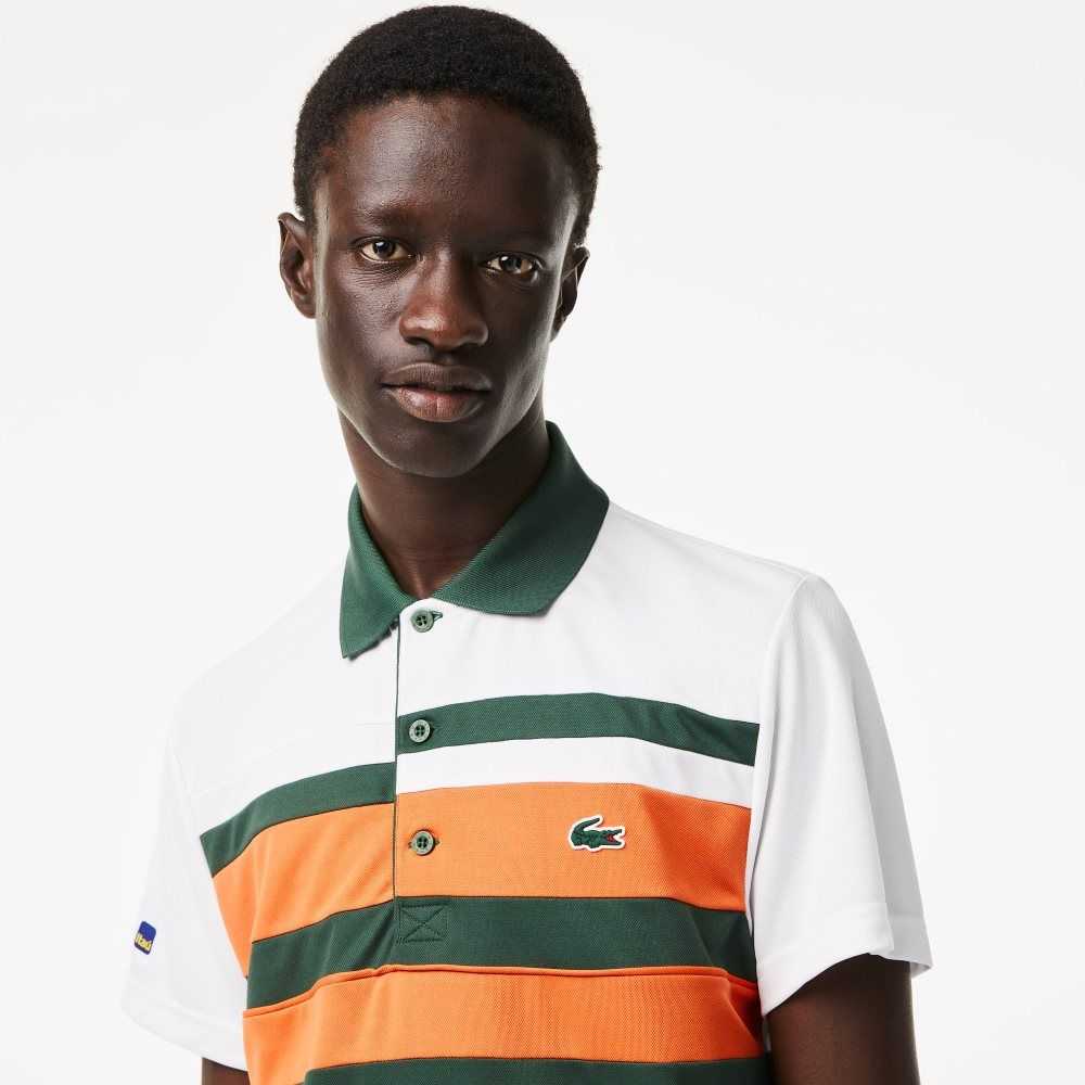 Lacoste Sport Miami Open Edition Stripe Vita Orange Gröna | TCSYU-9037