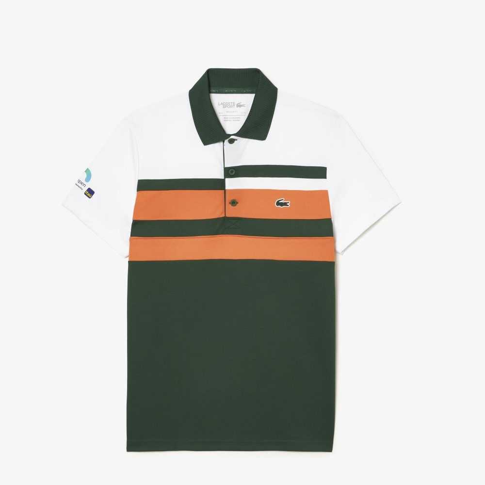 Lacoste Sport Miami Open Edition Stripe Vita Orange Gröna | TCSYU-9037