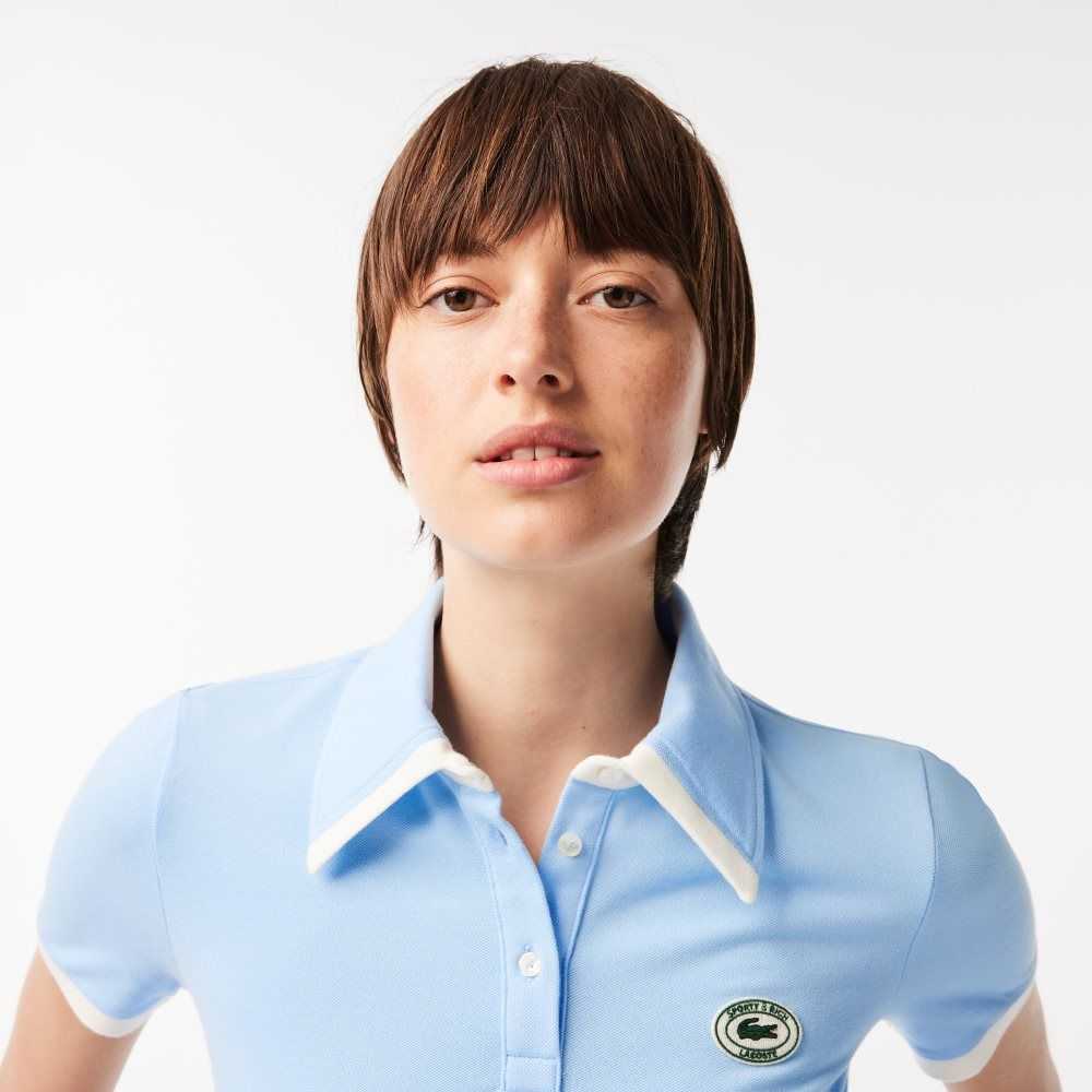 Lacoste Sportiga & Rich Contrast Collar Blå Vita | DPAEY-4521