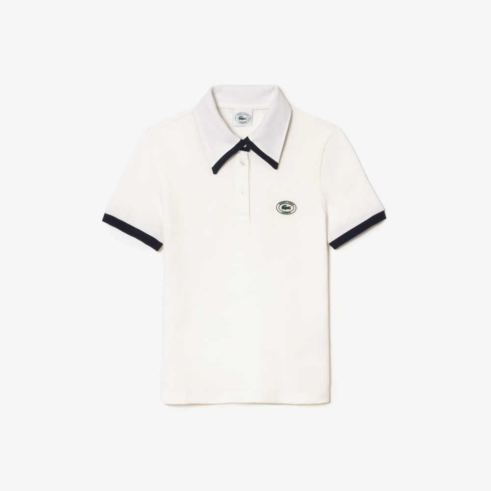 Lacoste Sportiga & Rich Contrast Collar Vita Marinblå Blå | EDWPT-4385