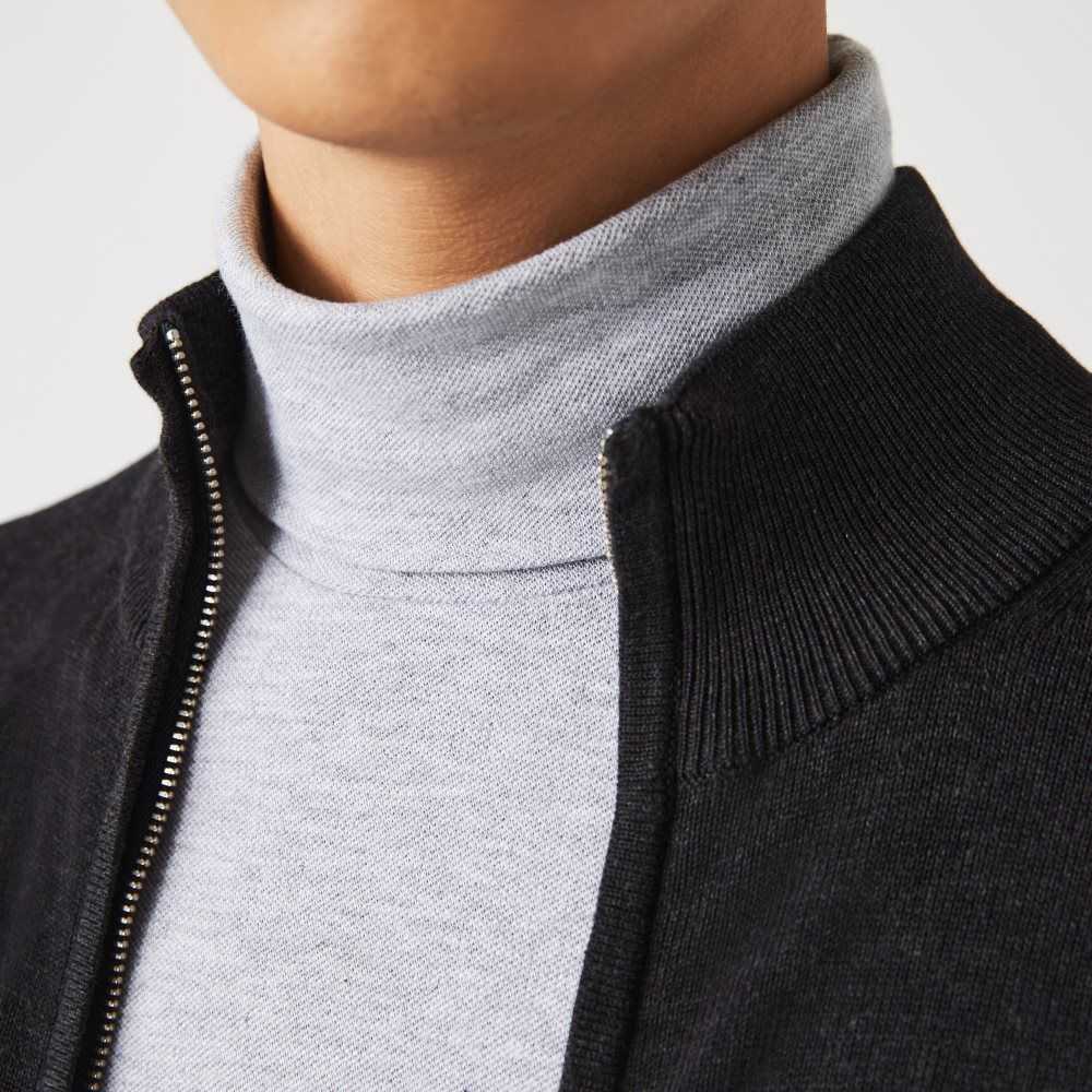 Lacoste Stand-Up Collar Organic Bomull Zippered Grå | QIGPR-3258