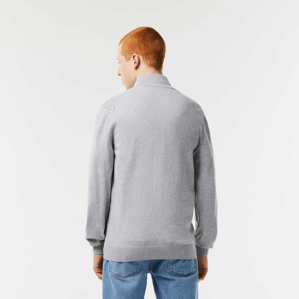 Lacoste Stand-Up Collar Organic Bomull Zippered Grå | RHVEZ-4806