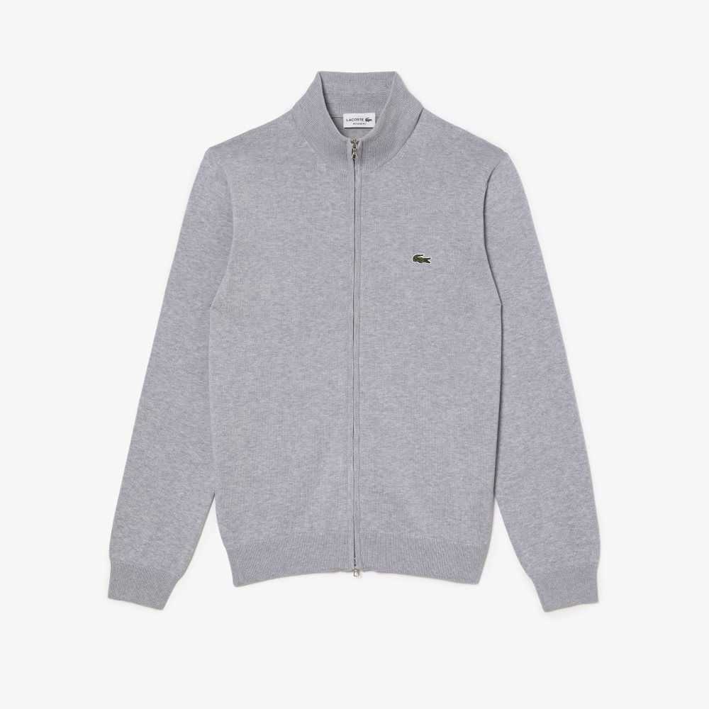 Lacoste Stand-Up Collar Organic Bomull Zippered Grå | RHVEZ-4806