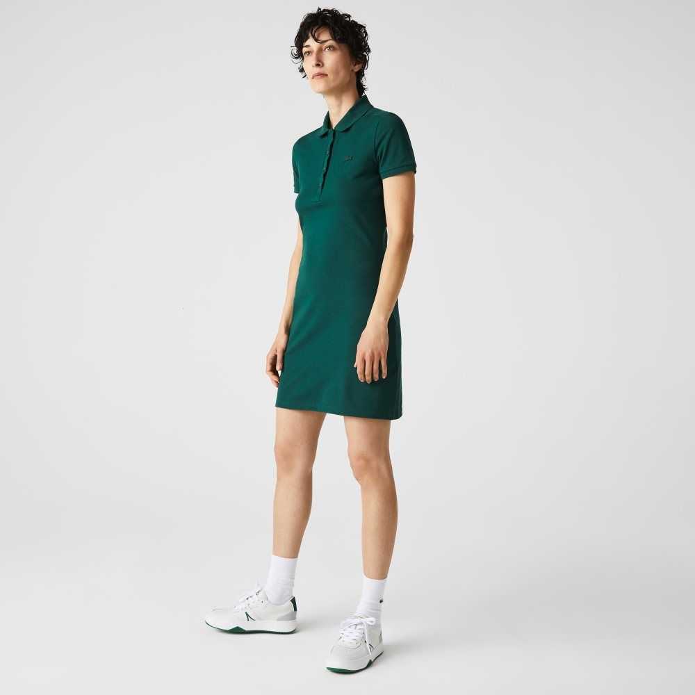 Lacoste Stretch Bomull Pique Polo Gröna | DRBOQ-8541