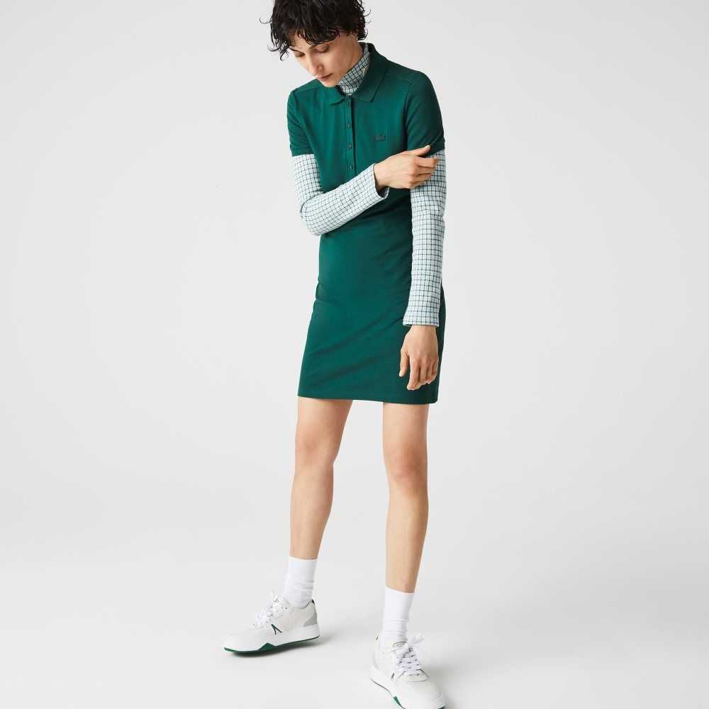 Lacoste Stretch Bomull Pique Polo Gröna | DRBOQ-8541