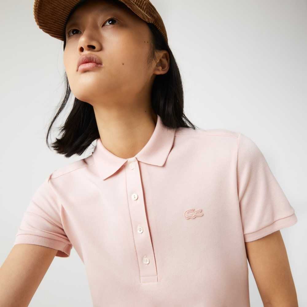 Lacoste Stretch Bomull Pique Polo Ljusrosa | FBMTE-1580