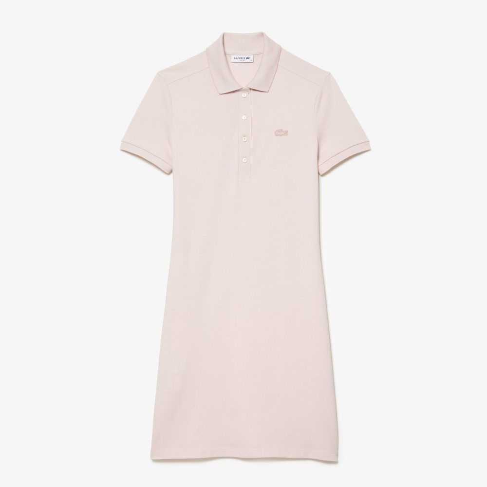 Lacoste Stretch Bomull Pique Polo Ljusrosa | FBMTE-1580