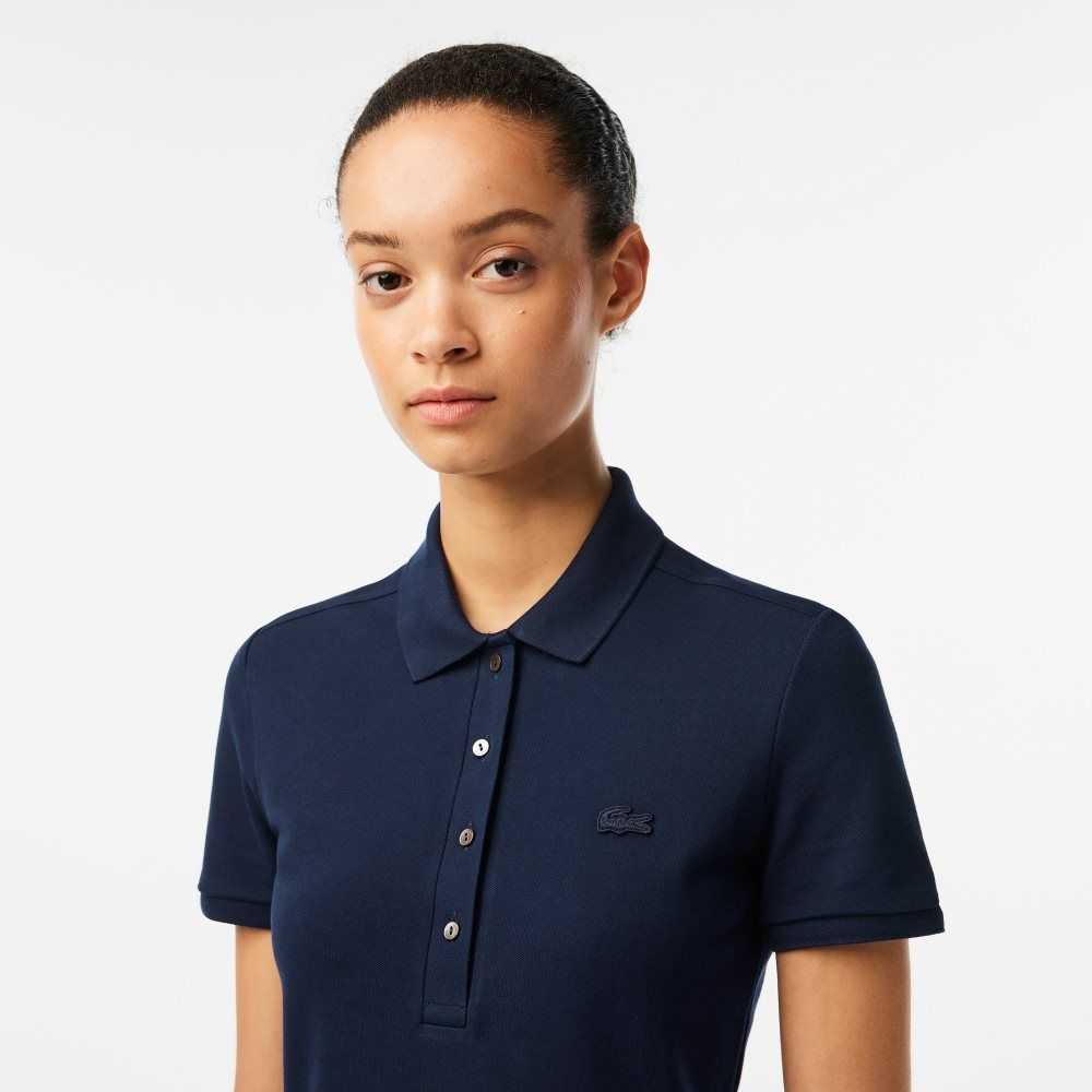 Lacoste Stretch Bomull Pique Polo Marinblå Blå | MKOLZ-7689