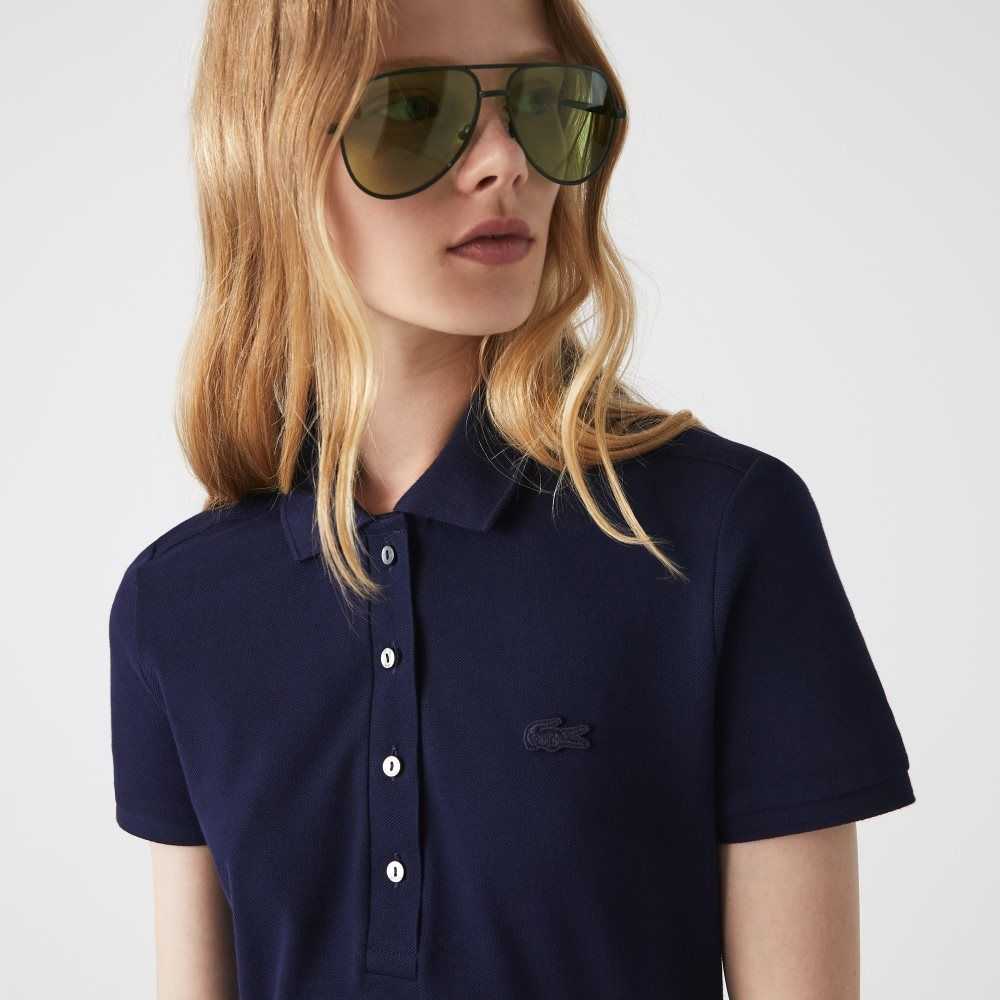 Lacoste Stretch Bomull Pique Polo Marinblå Blå | MKOLZ-7689