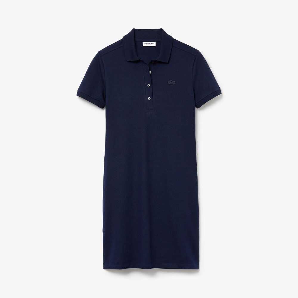 Lacoste Stretch Bomull Pique Polo Marinblå Blå | MKOLZ-7689