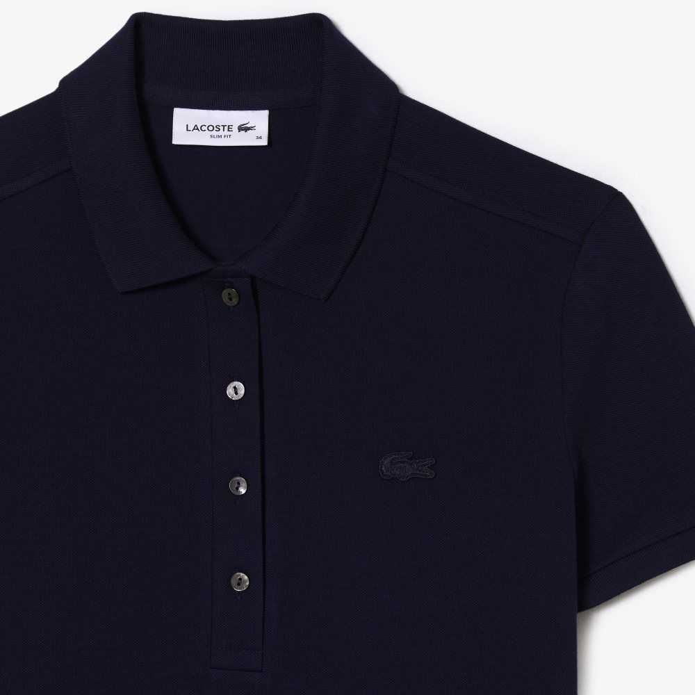 Lacoste Stretch Bomull Pique Polo Marinblå Blå | MKOLZ-7689