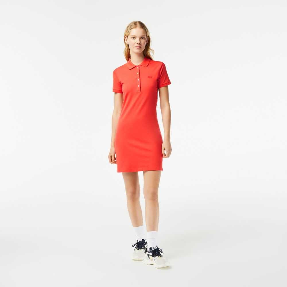 Lacoste Stretch Bomull Pique Polo Orange | QPXMW-4382