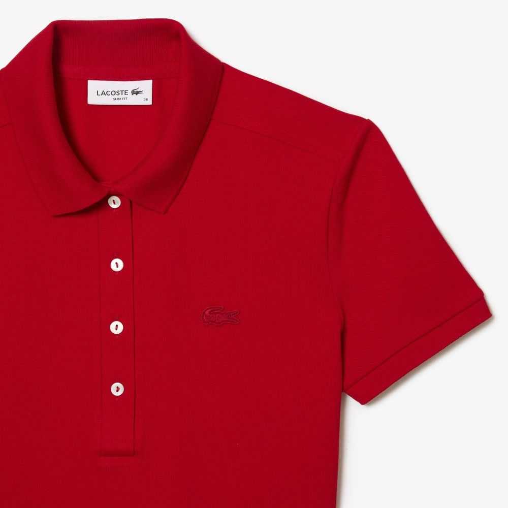 Lacoste Stretch Bomull Pique Polo Röda | JYUGZ-1789