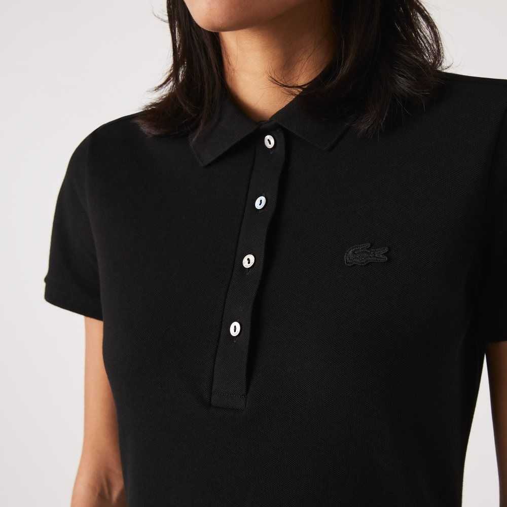 Lacoste Stretch Bomull Pique Polo Svarta | CTEMW-3617