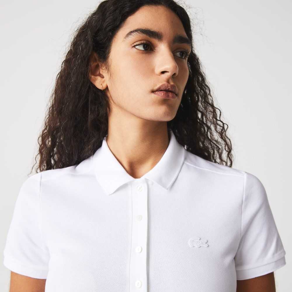 Lacoste Stretch Bomull Pique Polo Vita | ZSOYC-5278