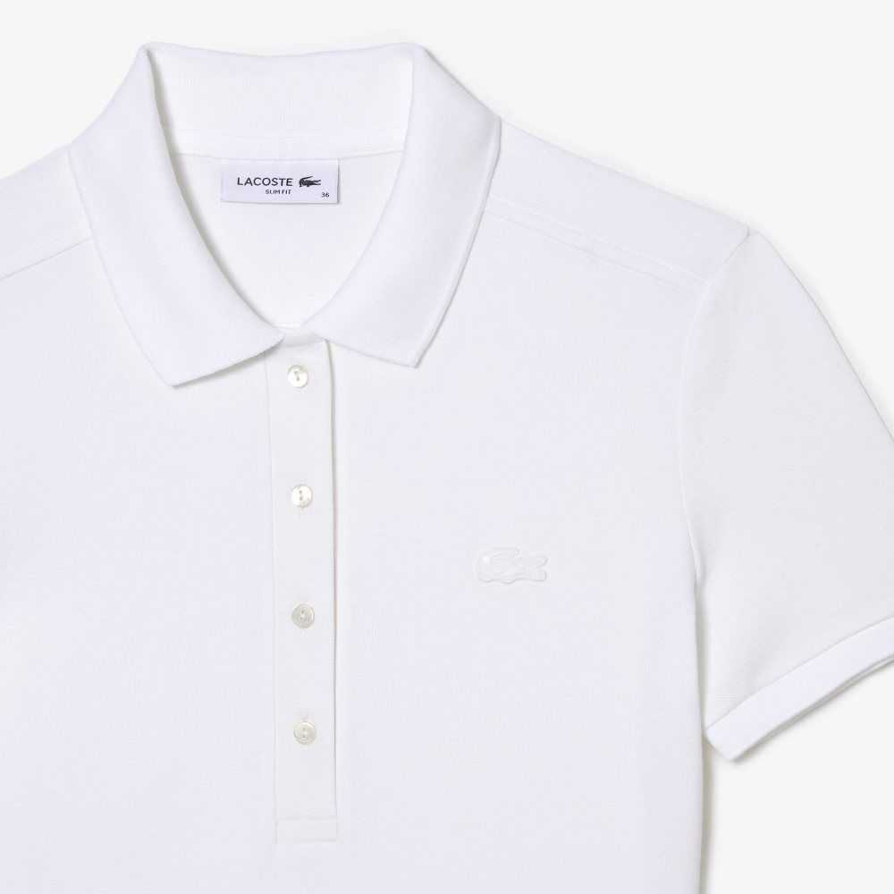 Lacoste Stretch Bomull Pique Polo Vita | ZSOYC-5278