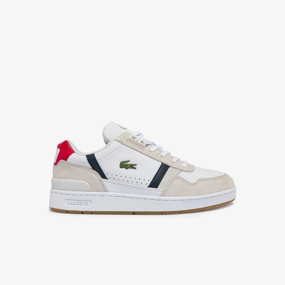 Lacoste T-Clip Tricolor Läder and Mocka Vita Blå Röda | QNEVT-3620