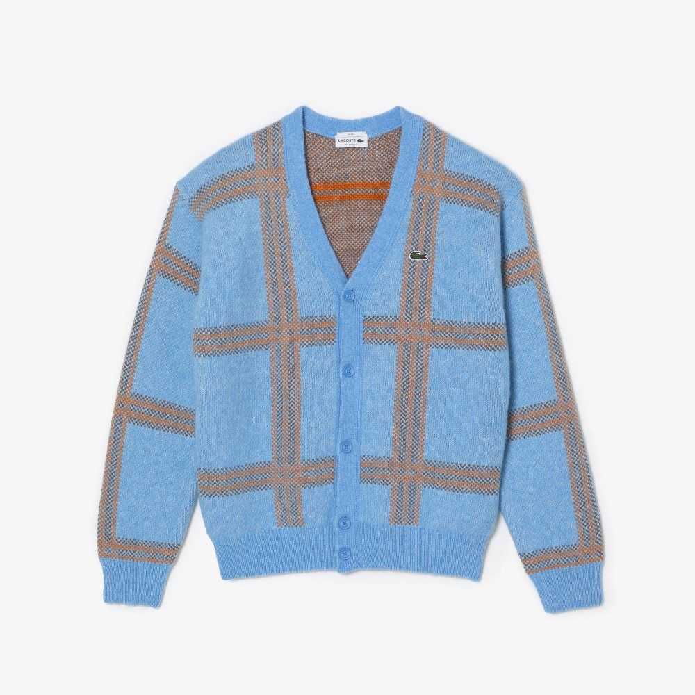 Lacoste Tartan Pattern Ull Cardigan Blå Orange Bruna | IAVEG-7405