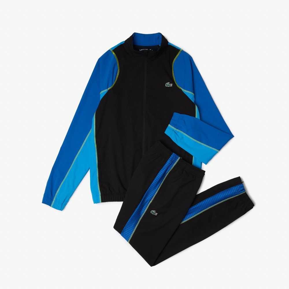 Lacoste Tennis High-Neck Jogger Set Svarta Blå Gula | OPARX-4980