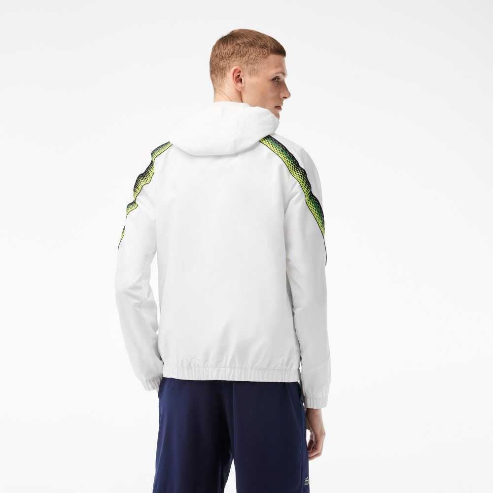 Lacoste Tennis Recycled Polyester Hooded Vita Marinblå Blå Gula Marinblå Blå Gula | ZABNS-2341