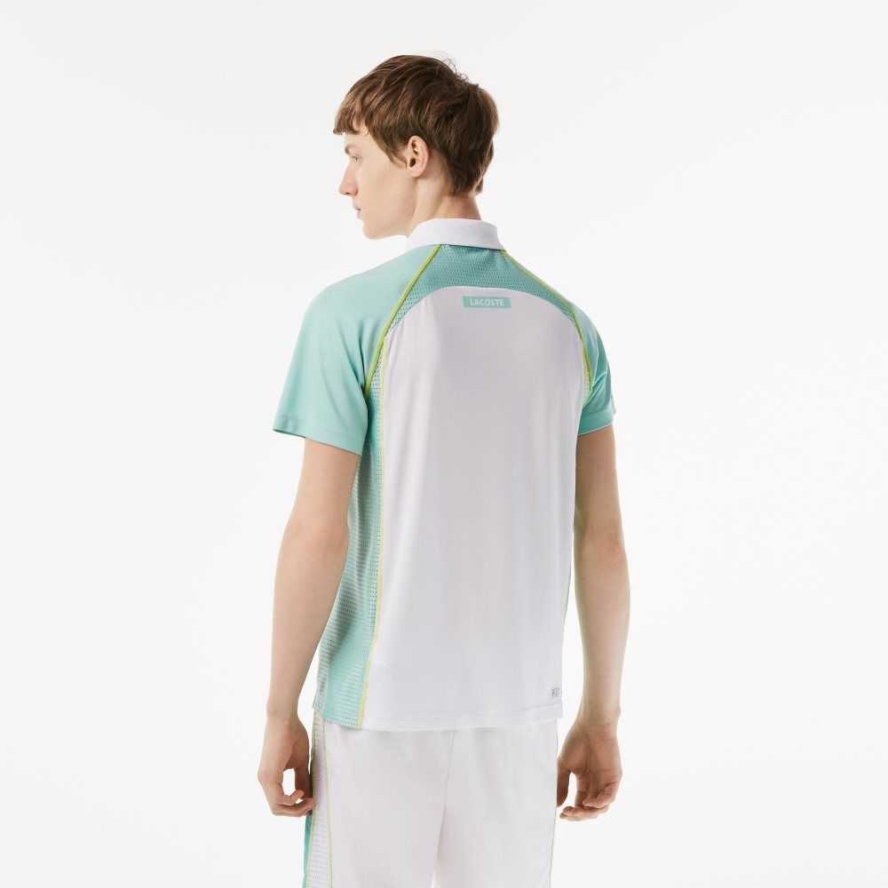 Lacoste Tennis Recycled Polyester with Ultra-Dry Tekno Vita Ljusgröna Gula | EVDGU-3210