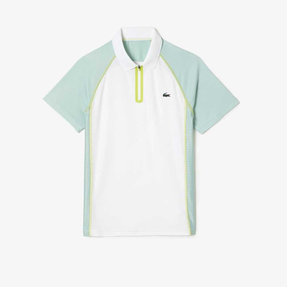 Lacoste Tennis Recycled Polyester with Ultra-Dry Tekno Vita Ljusgröna Gula | EVDGU-3210