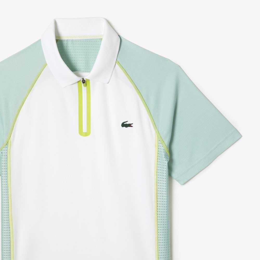 Lacoste Tennis Recycled Polyester with Ultra-Dry Tekno Vita Ljusgröna Gula | EVDGU-3210