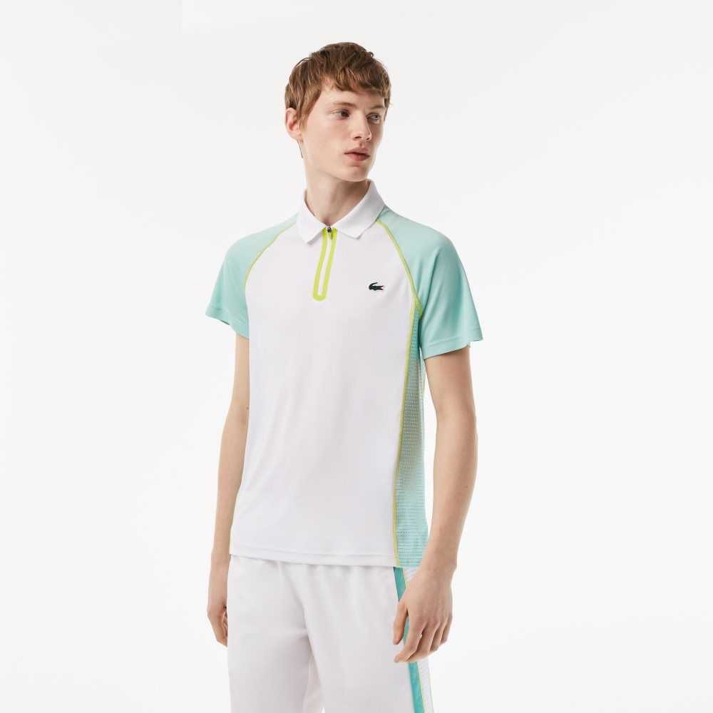 Lacoste Tennis Recycled Polyester with Ultra-Dry Tekno Vita Ljusgröna Gula | EVDGU-3210