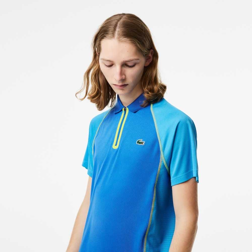 Lacoste Tennis Recycled Polyester with Ultra-Dry Tekno Blå Gula | WSFUC-6125