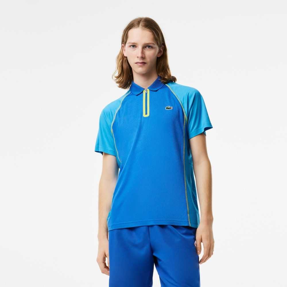 Lacoste Tennis Recycled Polyester with Ultra-Dry Tekno Blå Gula | WSFUC-6125