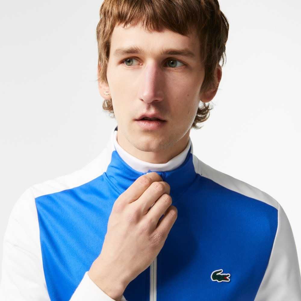 Lacoste Tennis Zipped Ripstop Sweatshirt Blå Vita Blå | HEAPY-7306