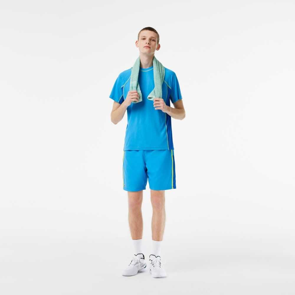 Lacoste Tennis in Tear Resistant Pique Blå Gula | NTVBP-6349